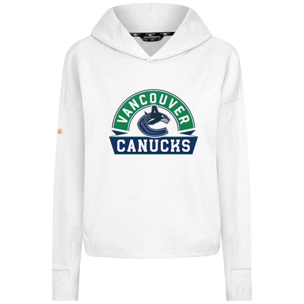 Vancouver Canucks Levelwear Women's Sweet Banner Arch Tri-Blend Cropped Pullover Hoodie - White - NHL 203145712