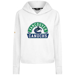 Vancouver Canucks Levelwear Women's Sweet Banner Arch Tri-Blend Cropped Pullover Hoodie - White - NHL 203145712