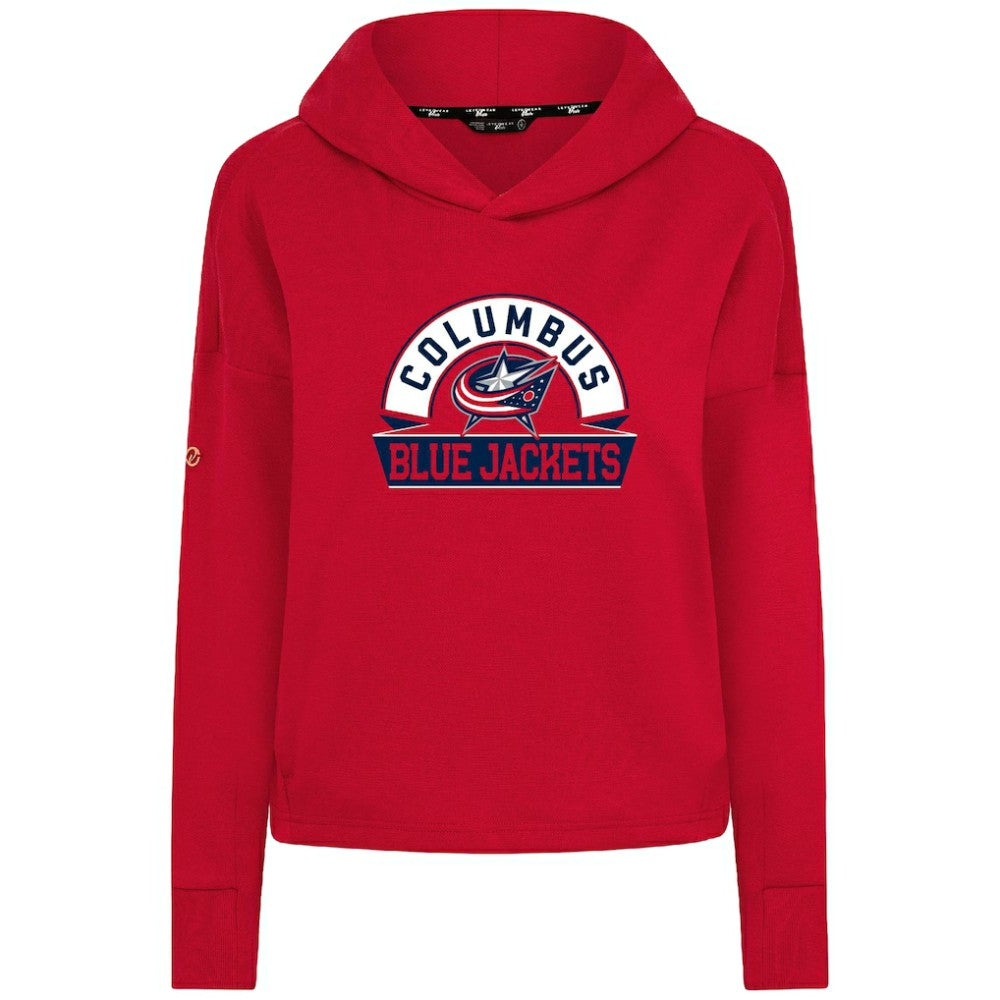 Columbus Blue Jackets Levelwear Women's Sweet Banner Arch Tri-Blend Cropped Pullover Hoodie - Red - NHL 203145713