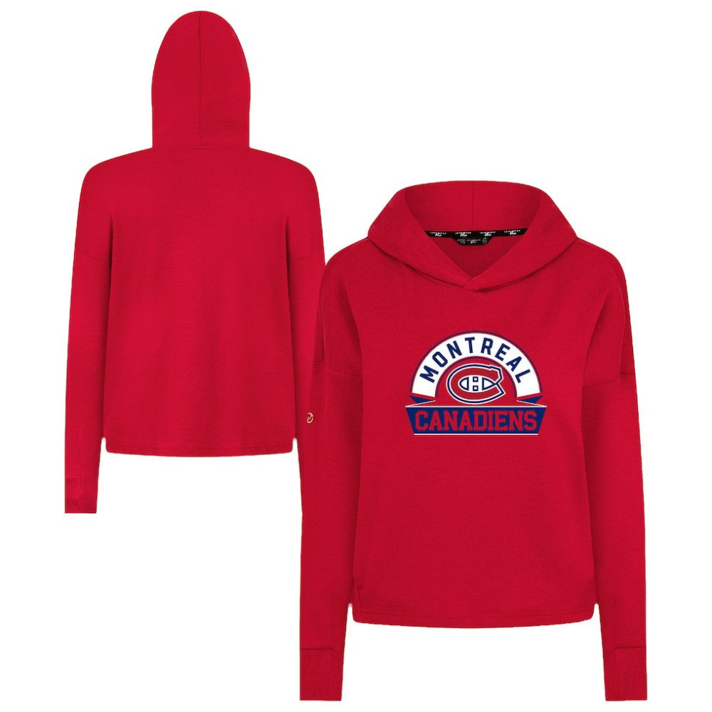 Montreal Canadiens Levelwear Women's Sweet Banner Arch Tri-Blend Cropped Pullover Hoodie - Red - NHL 203145714