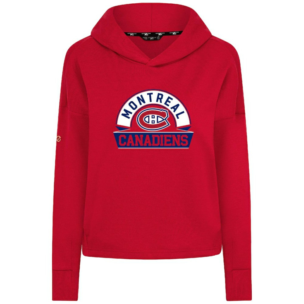 Montreal Canadiens Levelwear Women's Sweet Banner Arch Tri-Blend Cropped Pullover Hoodie - Red - NHL 203145714