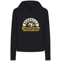 Nashville Predators Levelwear Women's Sweet Banner Arch Tri-Blend Cropped Pullover Hoodie - Black - NHL 203145715