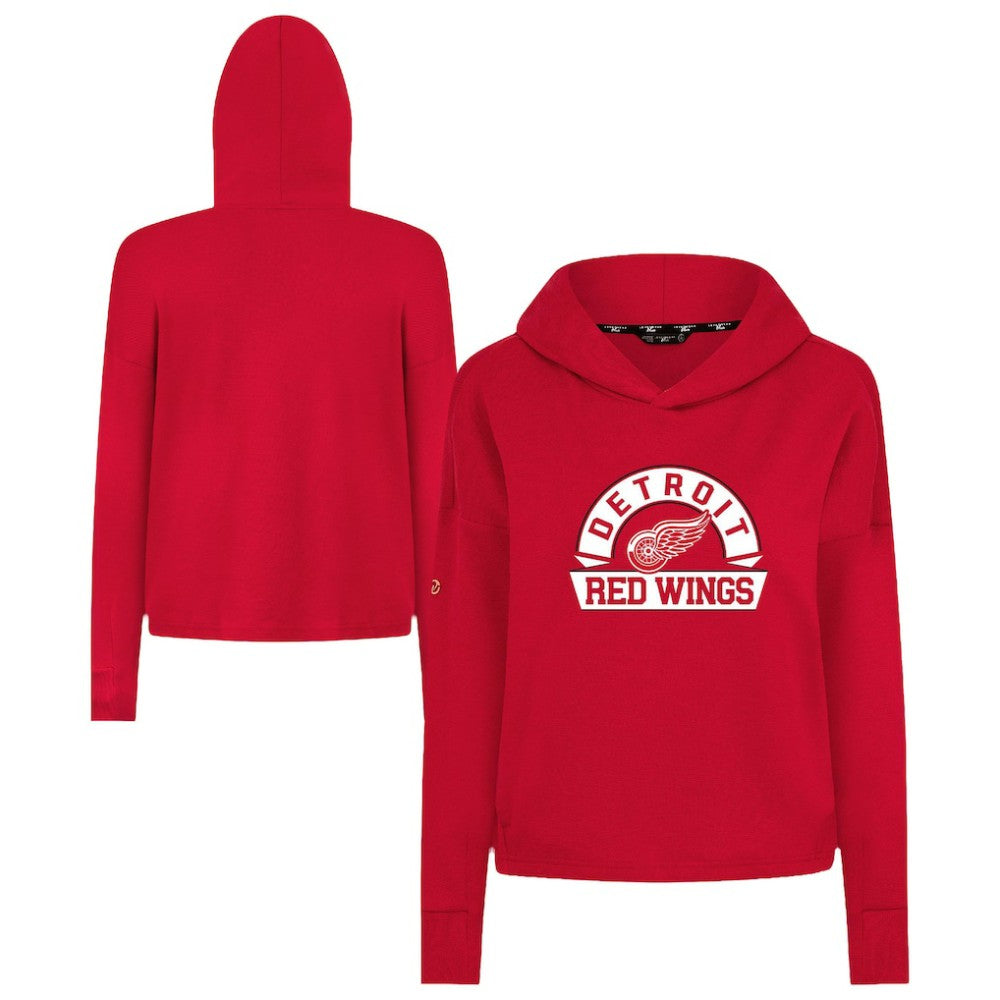 Detroit Red Wings Levelwear Women's Sweet Banner Arch Tri-Blend Cropped Pullover Hoodie - Red - NHL 203145718