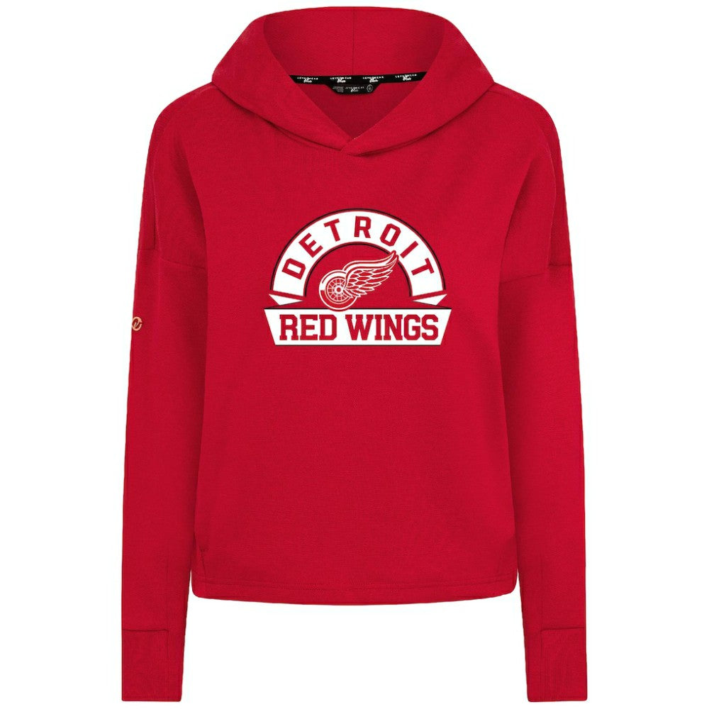 Detroit Red Wings Levelwear Women's Sweet Banner Arch Tri-Blend Cropped Pullover Hoodie - Red - NHL 203145718