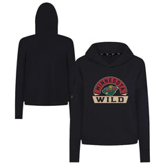 Minnesota Wild Levelwear Women's Sweet Banner Arch Tri-Blend Cropped Pullover Hoodie - Black - NHL 203145719