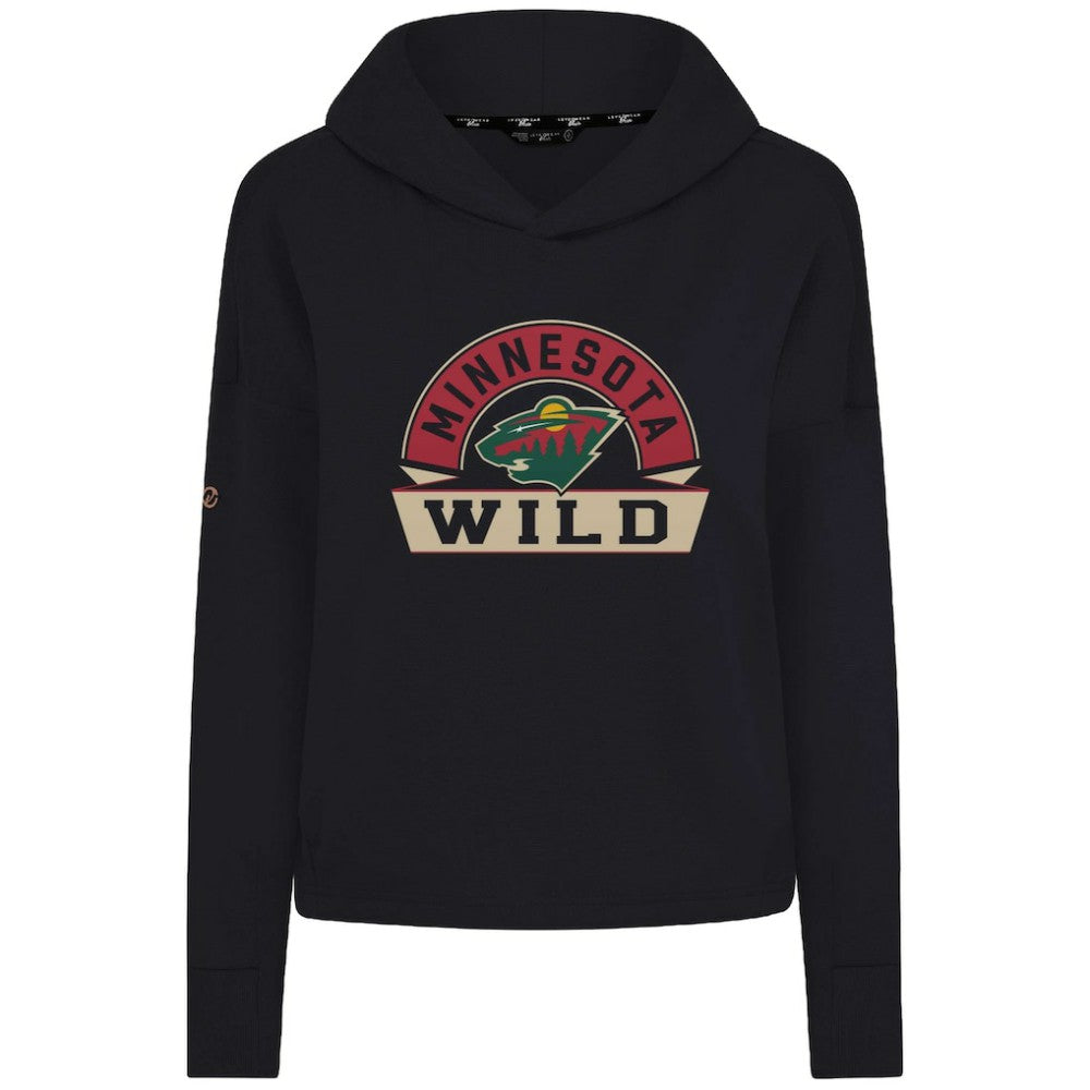 Minnesota Wild Levelwear Women's Sweet Banner Arch Tri-Blend Cropped Pullover Hoodie - Black - NHL 203145719
