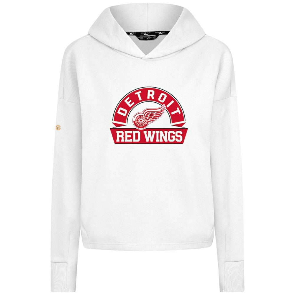 Detroit Red Wings Levelwear Women's Sweet Banner Arch Tri-Blend Cropped Pullover Hoodie - White - NHL 203145720