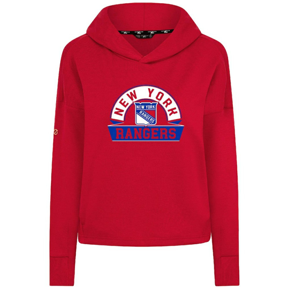 New York Rangers Levelwear Women's Sweet Banner Arch Tri-Blend Cropped Pullover Hoodie - Red - NHL 203145722
