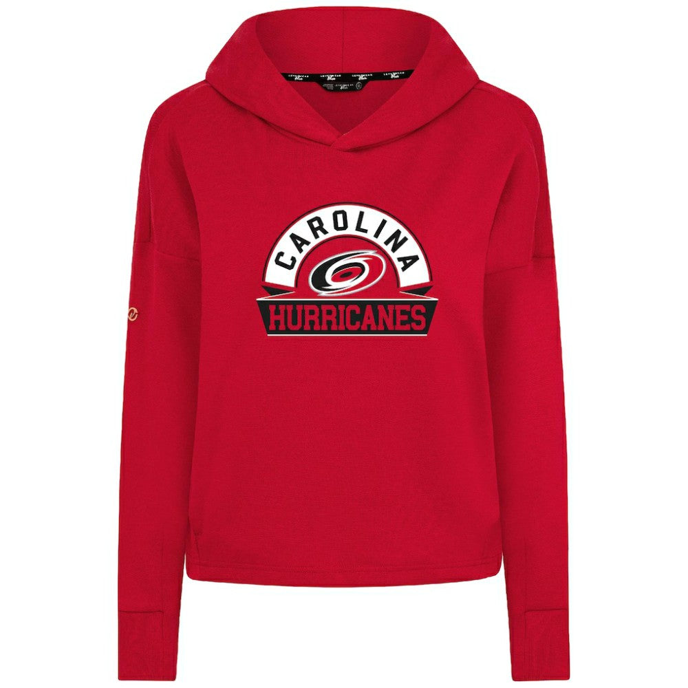 Carolina Hurricanes Levelwear Women's Sweet Banner Arch Tri-Blend Cropped Pullover Hoodie - Red - NHL 203145723