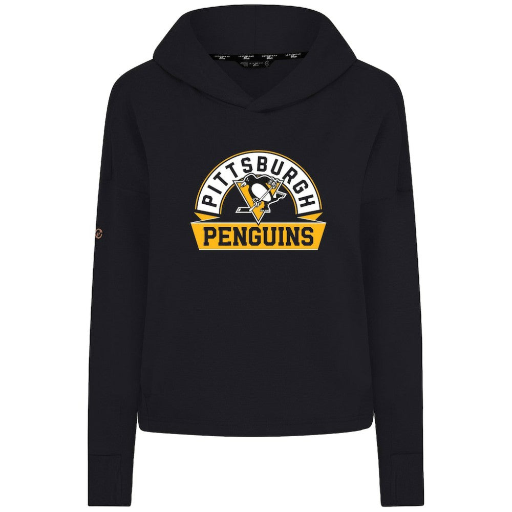 Pittsburgh Penguins Levelwear Women's Sweet Banner Arch Tri-Blend Cropped Pullover Hoodie - Black - NHL 203145726