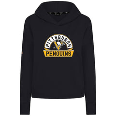Pittsburgh Penguins Levelwear Women's Sweet Banner Arch Tri-Blend Cropped Pullover Hoodie - Black - NHL 203145726