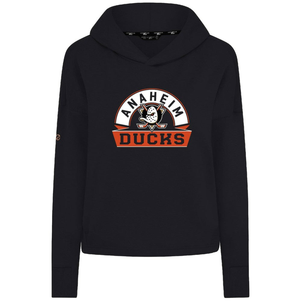 Anaheim Ducks Levelwear Women's Sweet Banner Arch Tri-Blend Cropped Pullover Hoodie - Black - NHL 203145728
