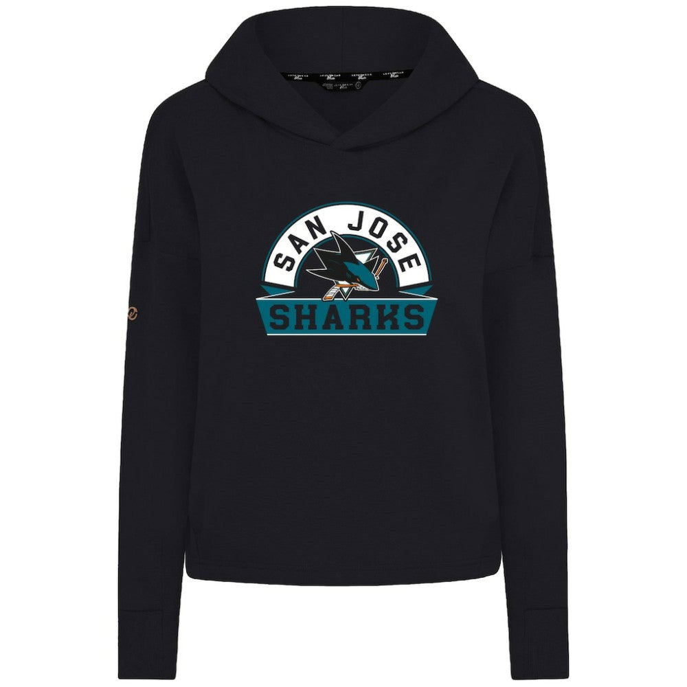 San Jose Sharks Levelwear Women's Sweet Banner Arch Tri-Blend Cropped Pullover Hoodie - Black - NHL 203145729
