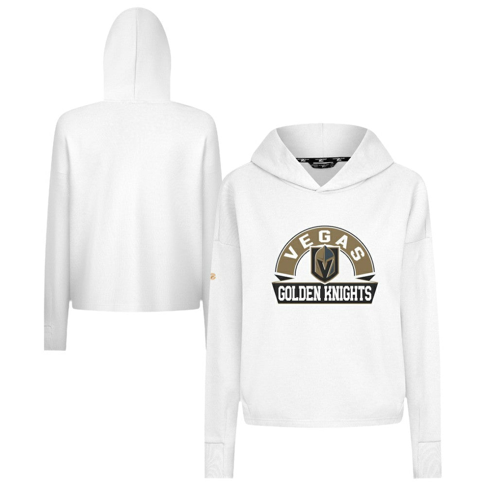 Vegas Golden Knights Levelwear Women's Sweet Banner Arch Tri-Blend Cropped Pullover Hoodie - White - NHL 203145730