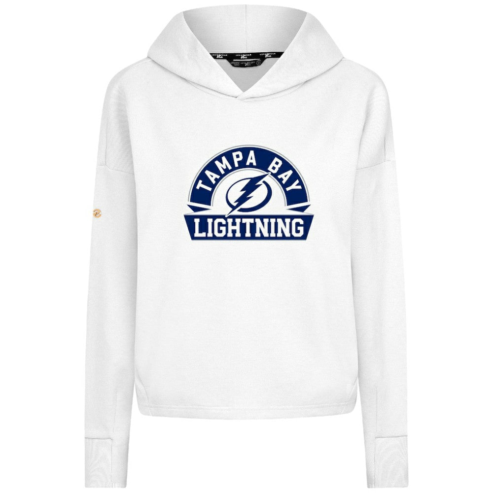 Tampa Bay Lightning Levelwear Women's Sweet Banner Arch Tri-Blend Cropped Pullover Hoodie - White - NHL 203145731