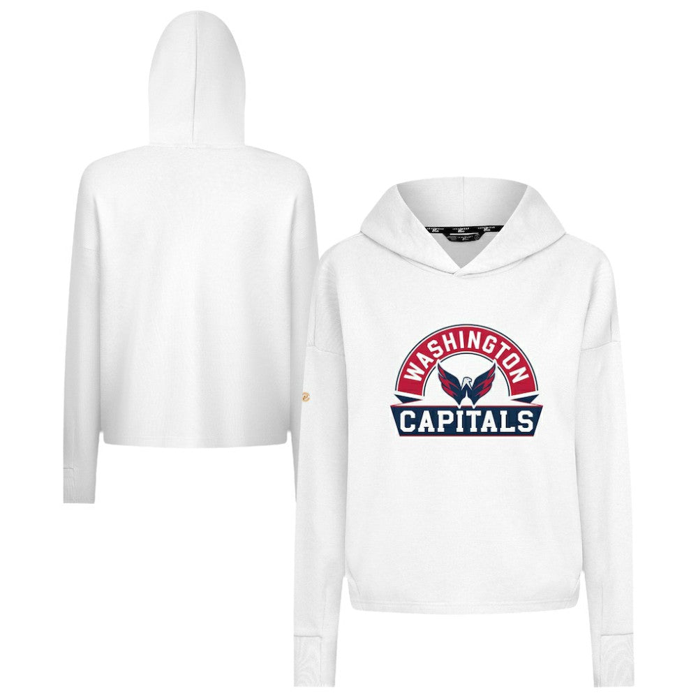 Washington Capitals Levelwear Women's Sweet Banner Arch Tri-Blend Cropped Pullover Hoodie - White - NHL 203145732