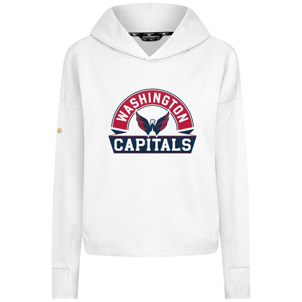 Washington Capitals Levelwear Women's Sweet Banner Arch Tri-Blend Cropped Pullover Hoodie - White - NHL 203145732