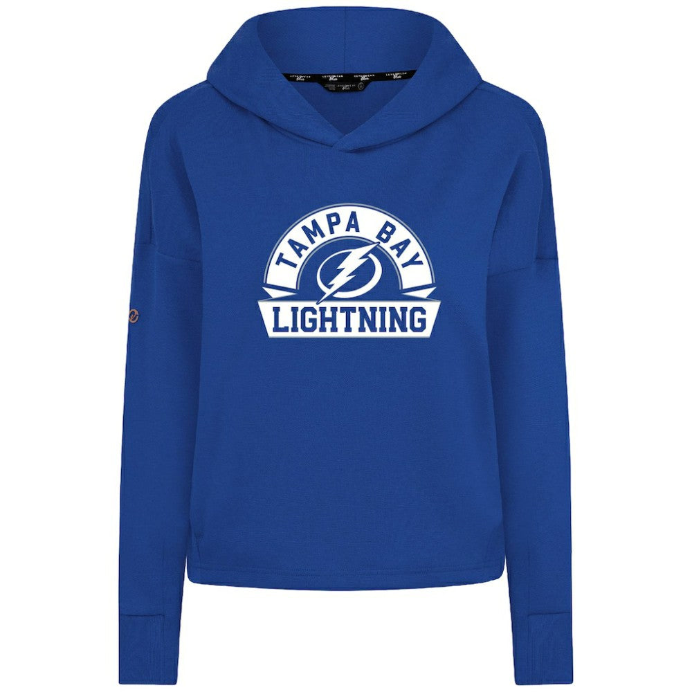 Tampa Bay Lightning Levelwear Women's Sweet Banner Arch Tri-Blend Cropped Pullover Hoodie - Royal - NHL 203145734