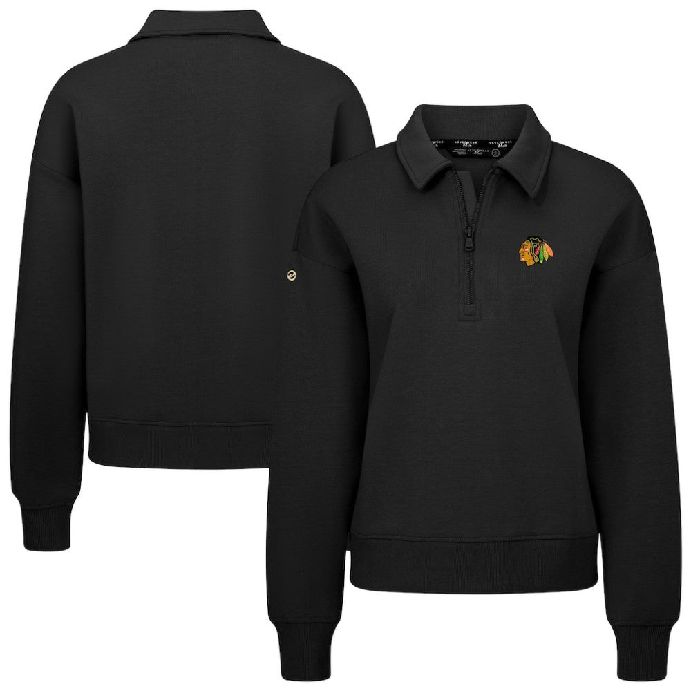 Chicago Blackhawks Levelwear Women's Canmore Quarter-Zip Pullover - Black - NHL 203145746