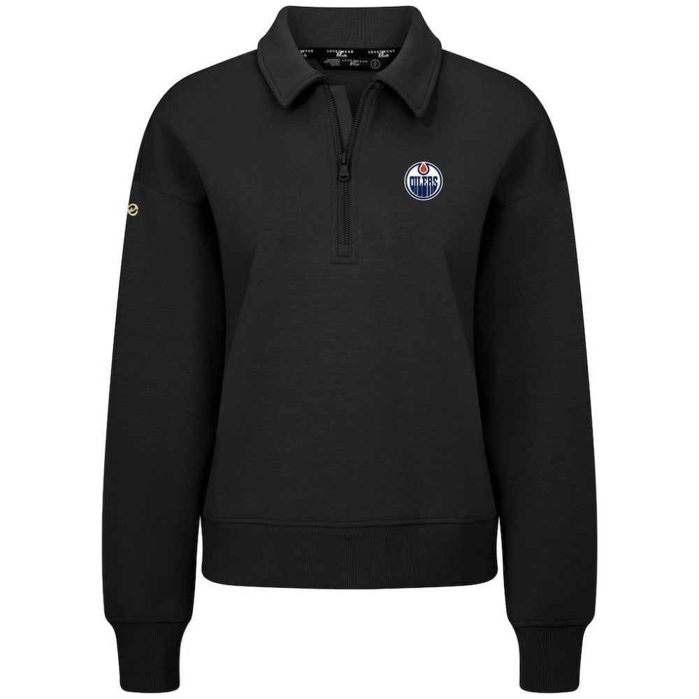 Edmonton Oilers Levelwear Women's Canmore Quarter-Zip Pullover - Black - NHL 203145790