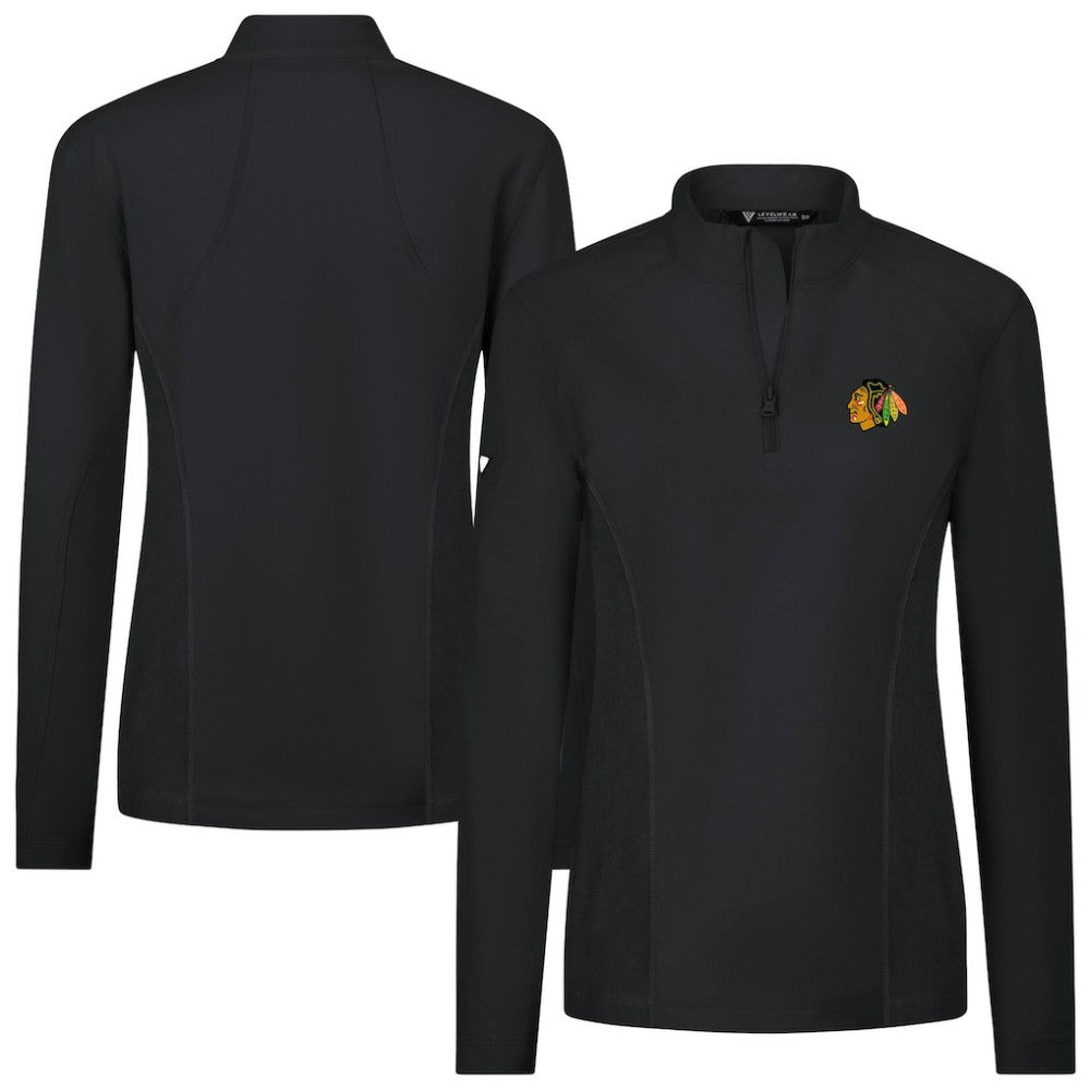 Chicago Blackhawks Levelwear Women's Upright Quarter-Zip Pullover - Black - NHL 203145852