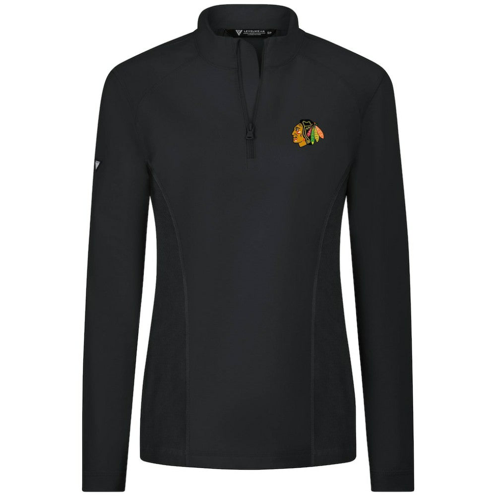 Chicago Blackhawks Levelwear Women's Upright Quarter-Zip Pullover - Black - NHL 203145852