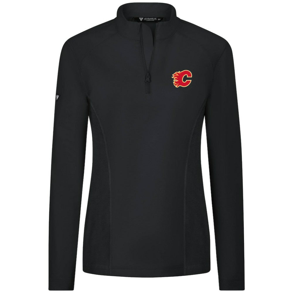 Calgary Flames Levelwear Women's Upright Quarter-Zip Pullover - Black - NHL 203145870