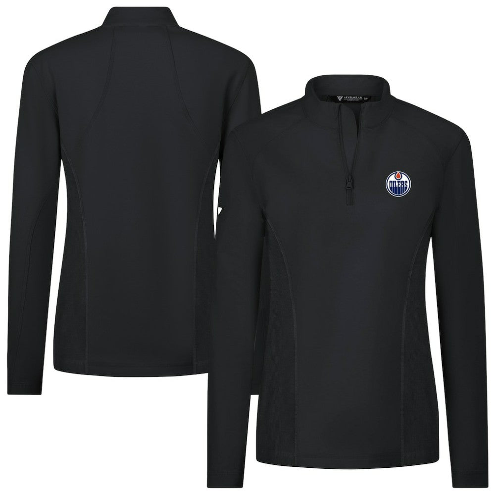 Edmonton Oilers Levelwear Women's Upright Quarter-Zip Pullover - Black - NHL 203145898