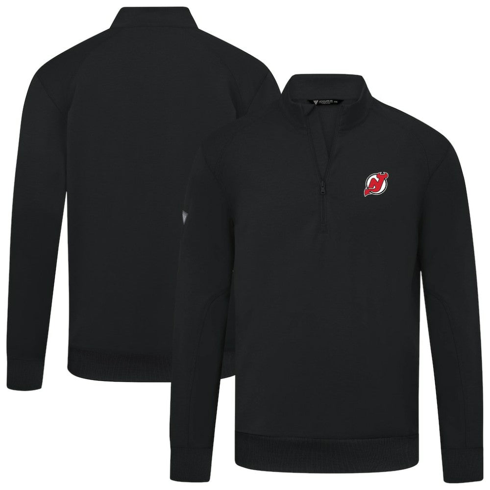 New Jersey Devils Levelwear Upright Tri-Blend Quarter-Zip Pullover - Black - NHL 203145933