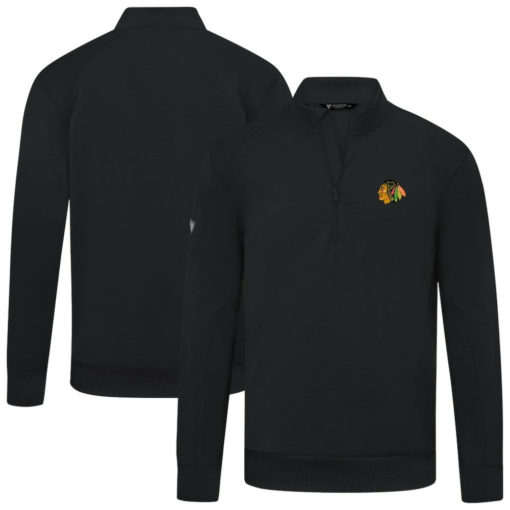 Chicago Blackhawks Levelwear Upright Tri-Blend Quarter-Zip Pullover - Black - NHL 203145948