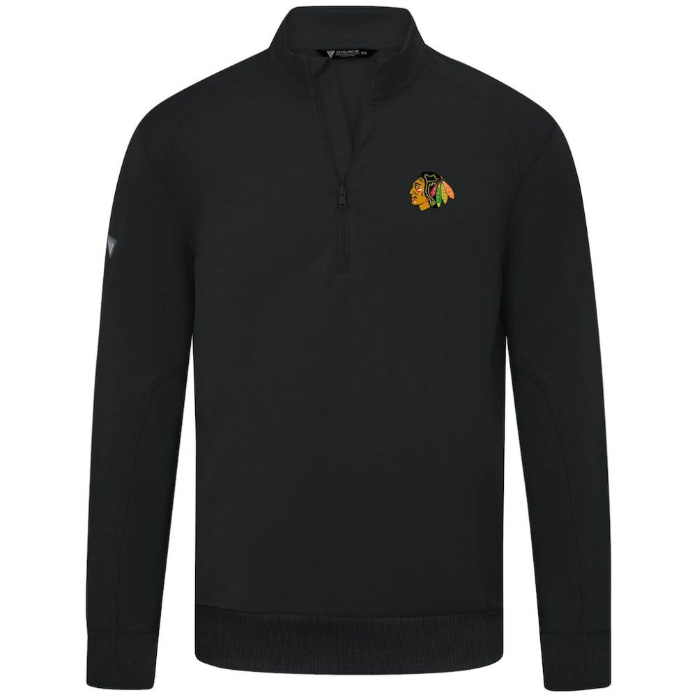 Chicago Blackhawks Levelwear Upright Tri-Blend Quarter-Zip Pullover - Black - NHL 203145948