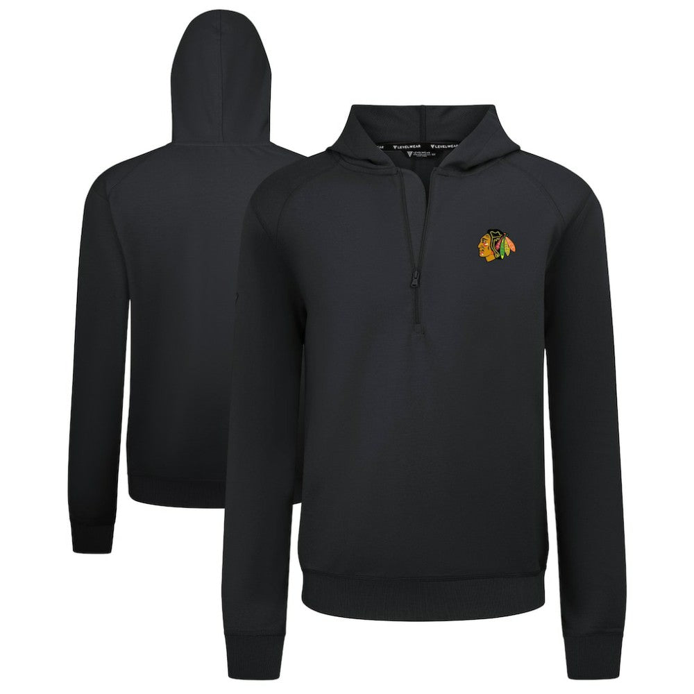 Chicago Blackhawks Levelwear Technic Quarter-Zip Pullover Hoodie - Black - NHL 203145986