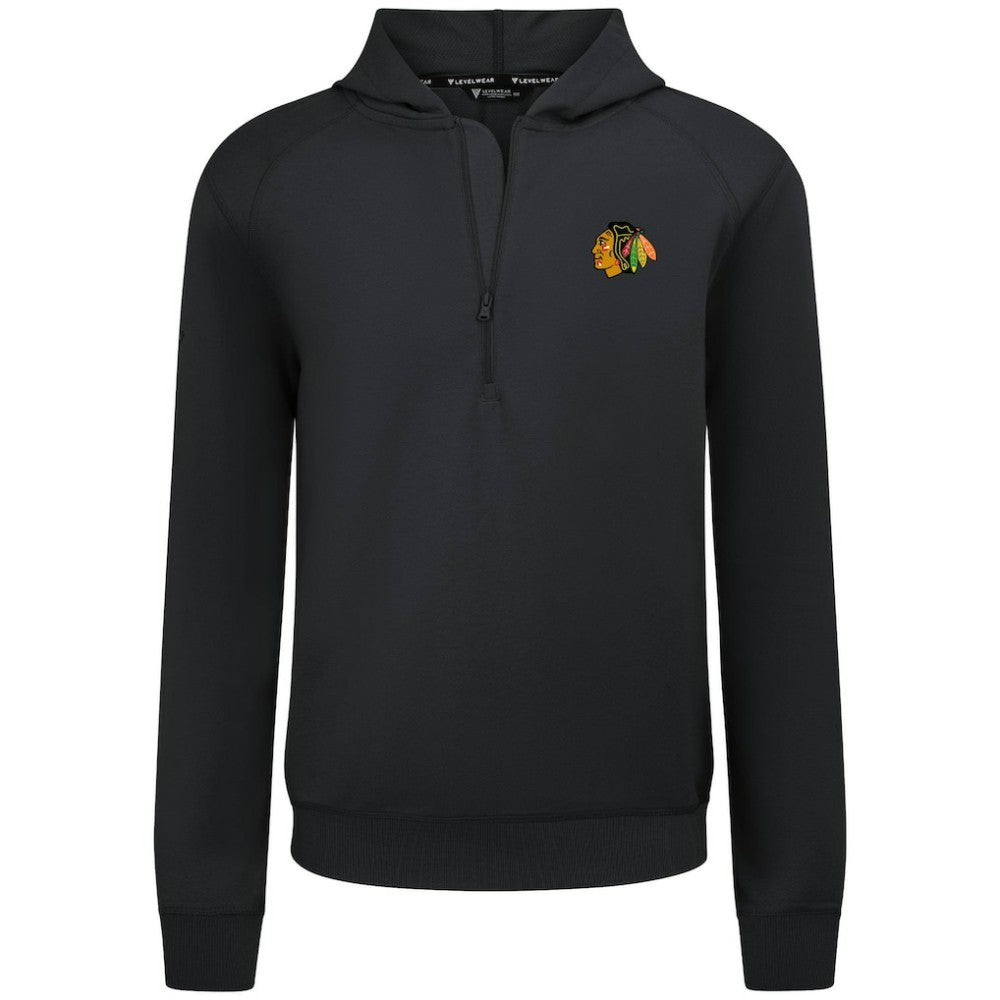 Chicago Blackhawks Levelwear Technic Quarter-Zip Pullover Hoodie - Black - NHL 203145986