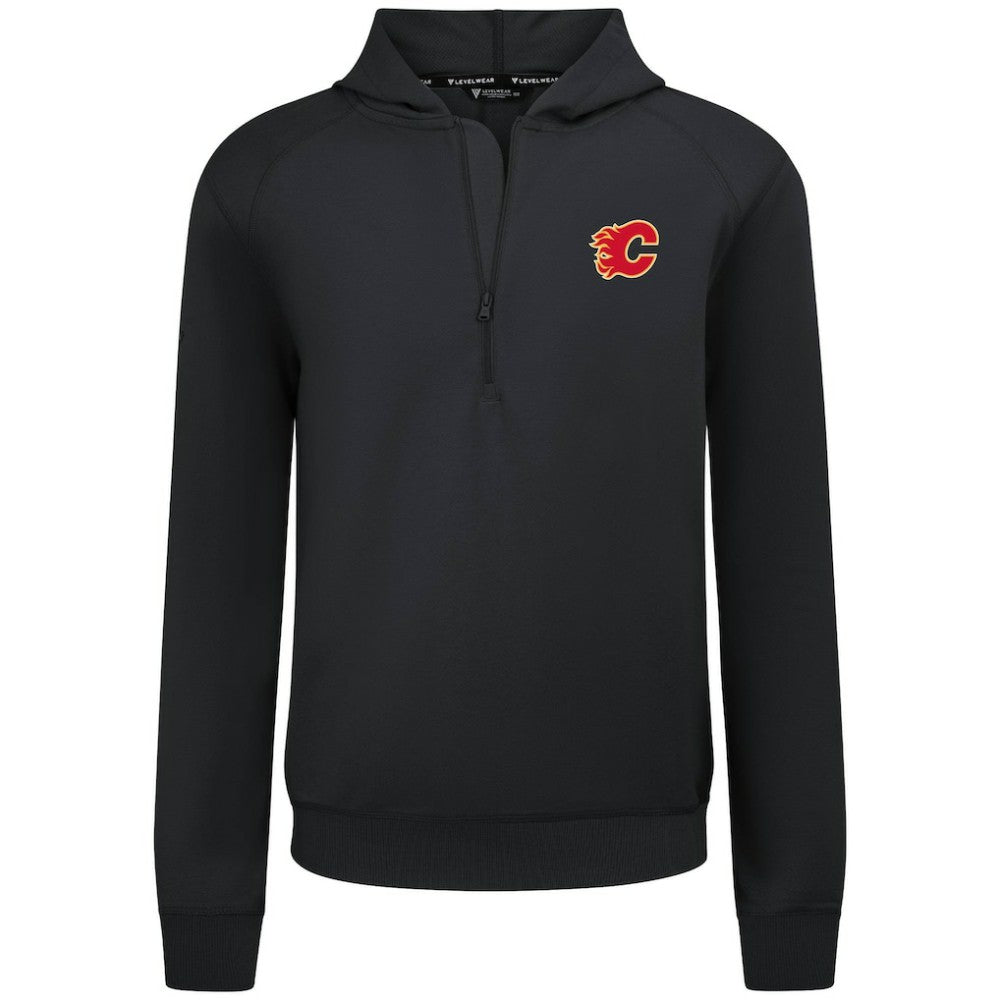 Calgary Flames Levelwear Technic Quarter-Zip Pullover Hoodie - Black - NHL 203146016