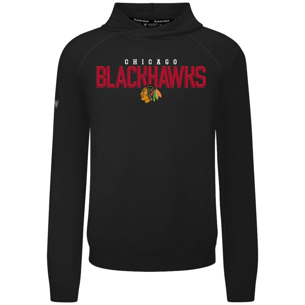 Chicago Blackhawks Levelwear Mandate Carve Tri-Blend Pullover Hoodie - Black - NHL 203146035