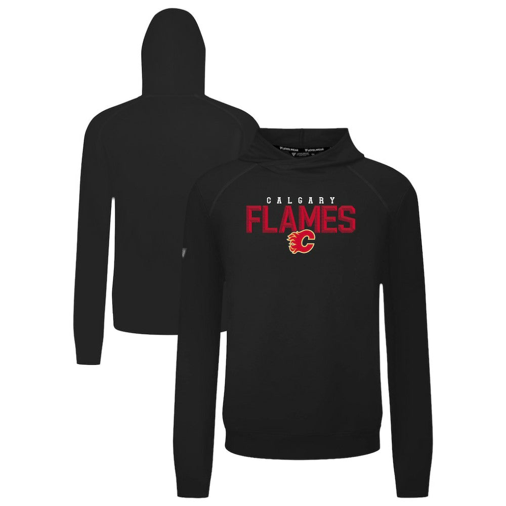 Calgary Flames Levelwear Mandate Carve Tri-Blend Pullover Hoodie - Black - NHL 203146056