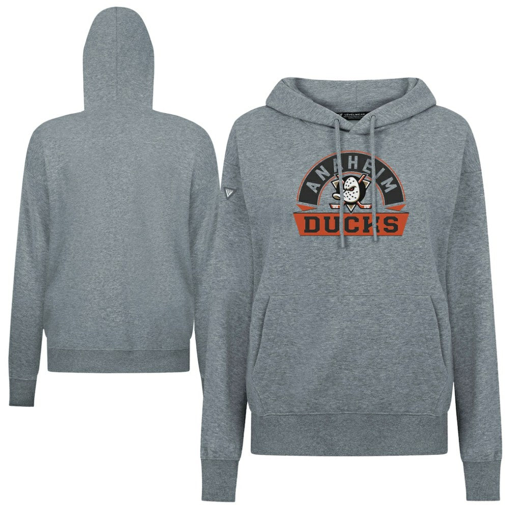 Anaheim Ducks Levelwear Women's Adorn Banner Arch Pullover Hoodie - Gray - NHL 203146163