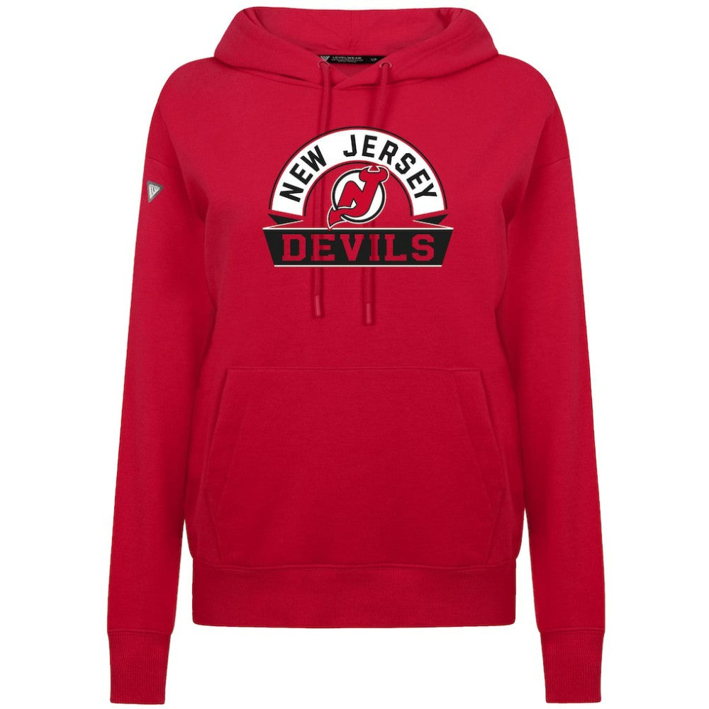New Jersey Devils Levelwear Women's Adorn Banner Arch Pullover Hoodie - Red - NHL 203146164