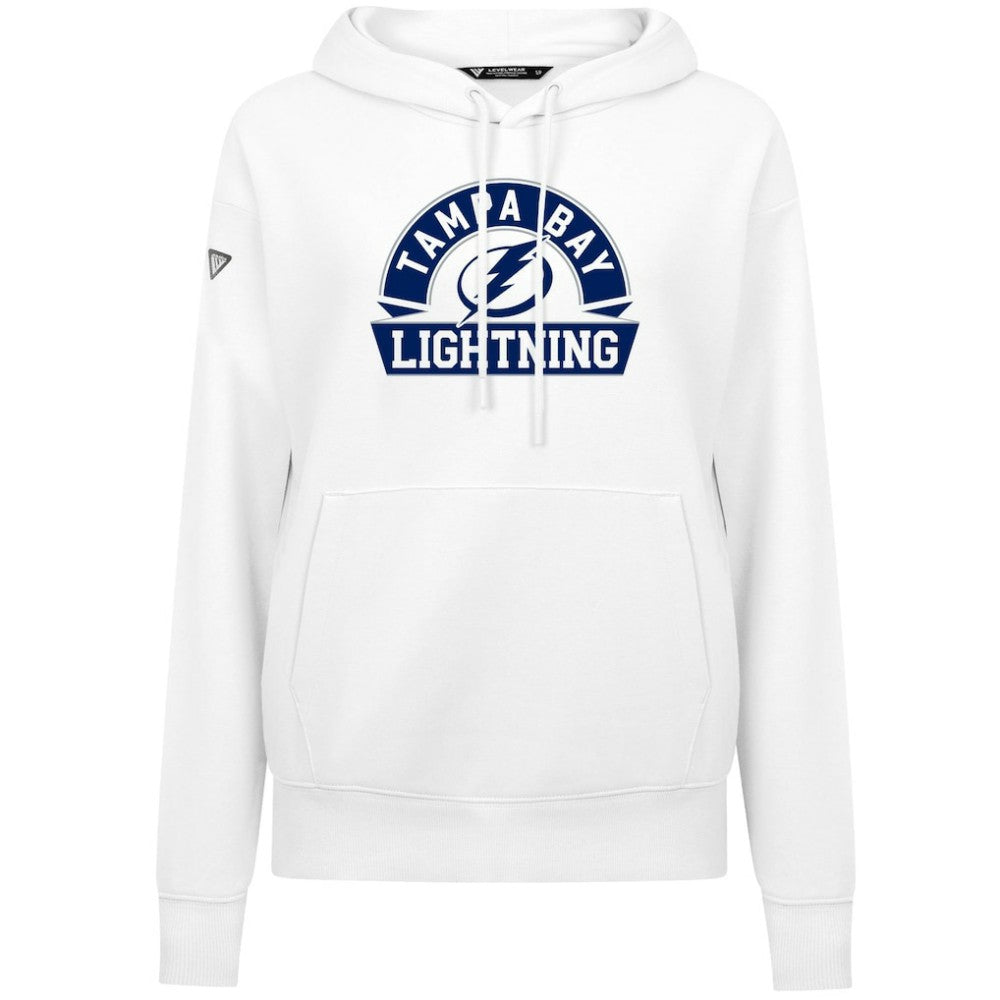 Tampa Bay Lightning Levelwear Women's Adorn Banner Arch Pullover Hoodie - White - NHL 203146169