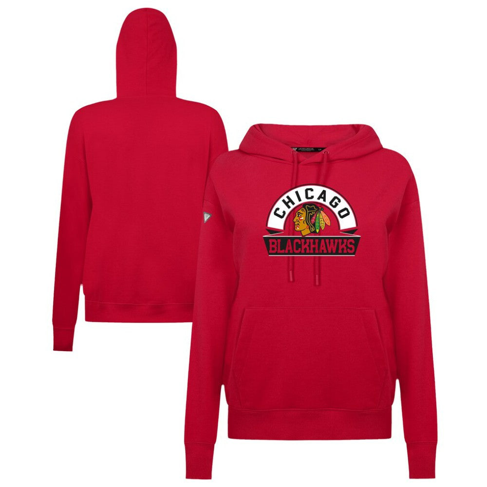 Chicago Blackhawks Levelwear Women's Adorn Banner Arch Pullover Hoodie - Red - NHL 203146181