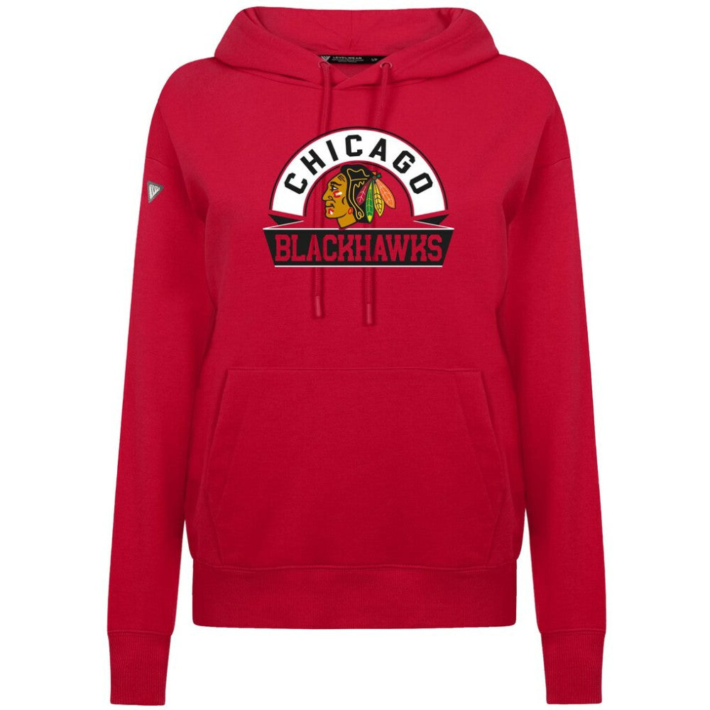 Chicago Blackhawks Levelwear Women's Adorn Banner Arch Pullover Hoodie - Red - NHL 203146181