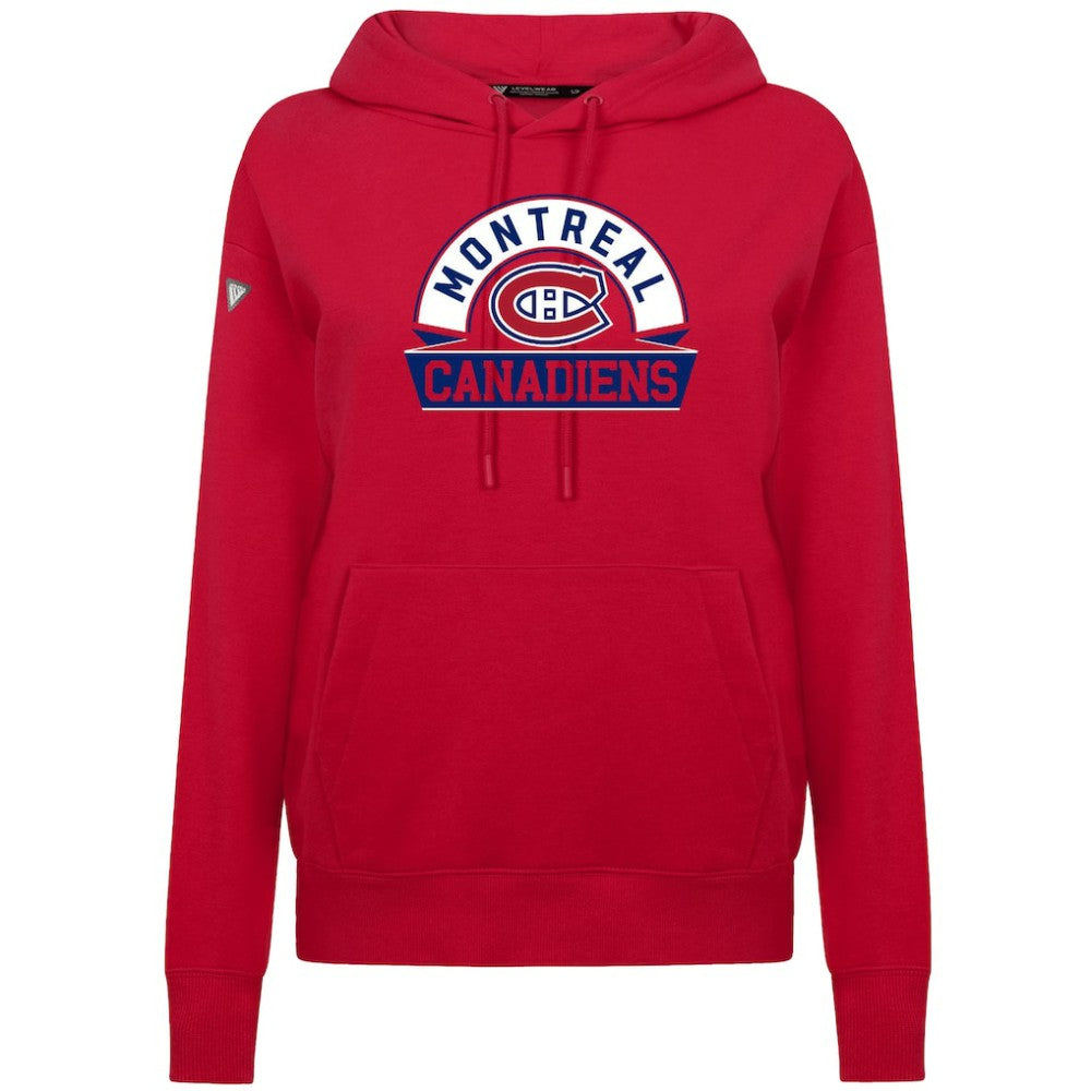 Montreal Canadiens Levelwear Women's Adorn Banner Arch Pullover Hoodie - Red - NHL 203146186
