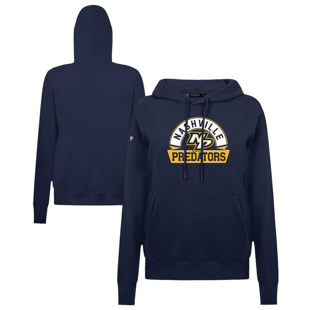 Nashville Predators Levelwear Women's Adorn Banner Arch Pullover Hoodie - Navy - NHL 203146187