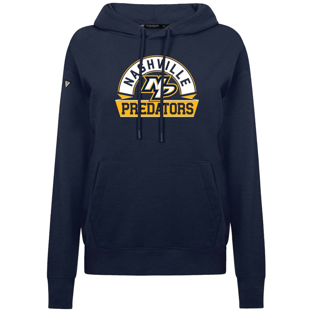 Nashville Predators Levelwear Women's Adorn Banner Arch Pullover Hoodie - Navy - NHL 203146187