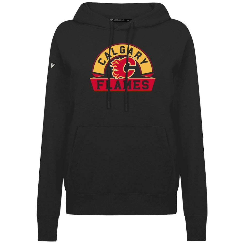 Calgary Flames Levelwear Women's Adorn Banner Arch Pullover Hoodie - Black - NHL 203146196