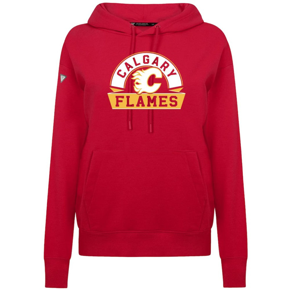 Calgary Flames Levelwear Women's Adorn Banner Arch Pullover Hoodie - Red - NHL 203146198