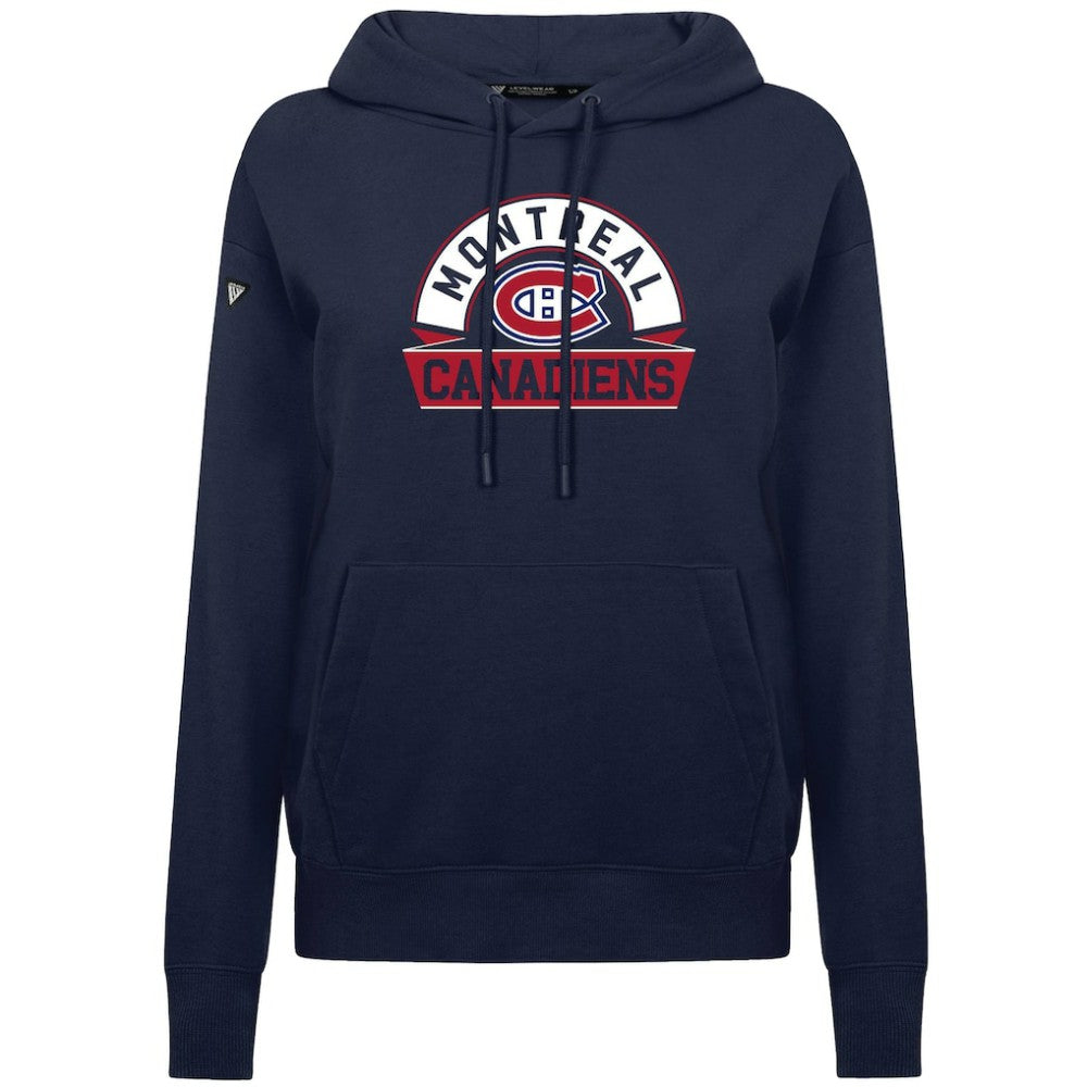 Montreal Canadiens Levelwear Women's Adorn Banner Arch Pullover Hoodie - Navy - NHL 203146199