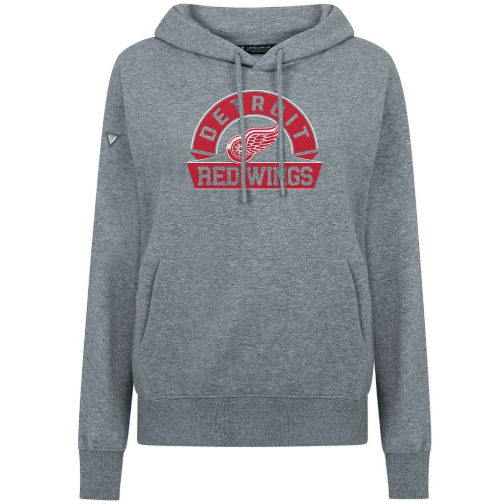 Detroit Red Wings Levelwear Women's Adorn Banner Arch Pullover Hoodie - Gray - NHL 203146204