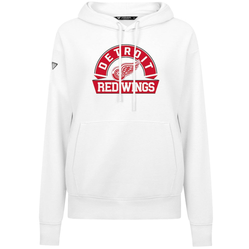 Detroit Red Wings Levelwear Women's Adorn Banner Arch Pullover Hoodie - White - NHL 203146205