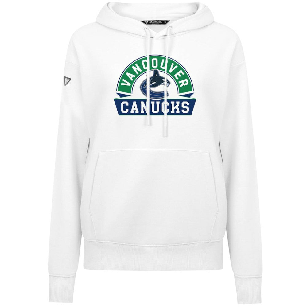 Vancouver Canucks Levelwear Women's Adorn Banner Arch Pullover Hoodie - White - NHL 203146210